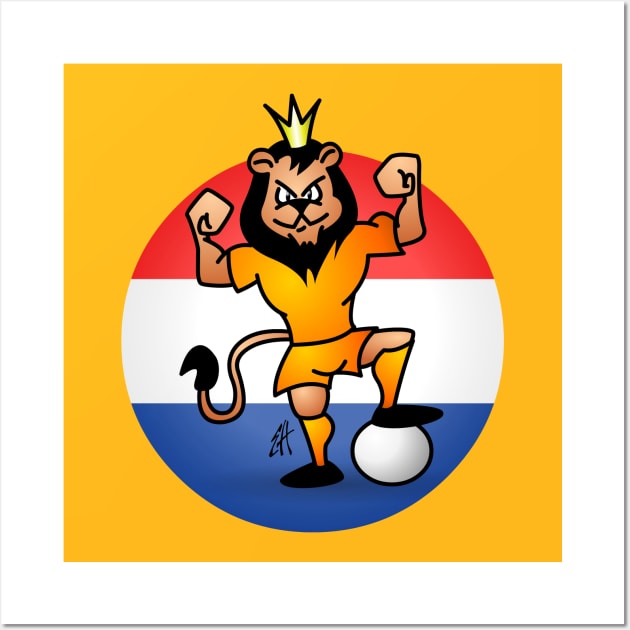 Orange soccer lion Wall Art by Cardvibes